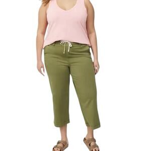 Torrid Olive Green Pull-On Weekend Wide Stretch Twill Mid Rise Crop Pants 5X